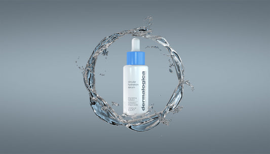 Circular hydration serum product bottle