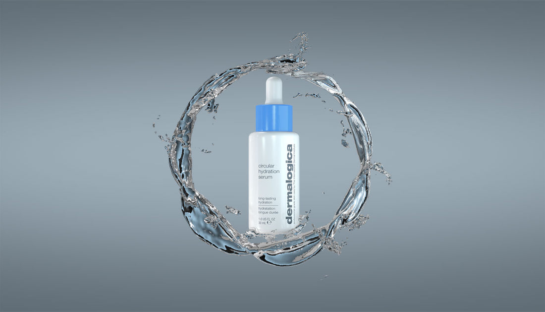 Circular hydration serum product bottle