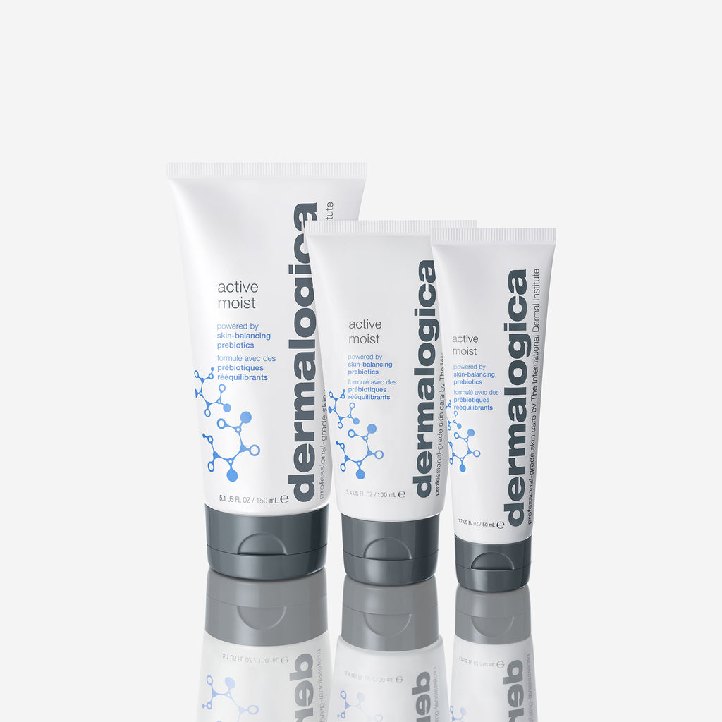 Active moist product bottle sizes next to each other.