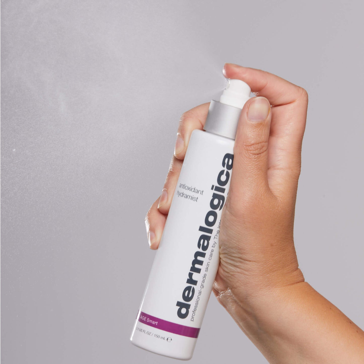 Antioxidant hydramist being sprayed from hands