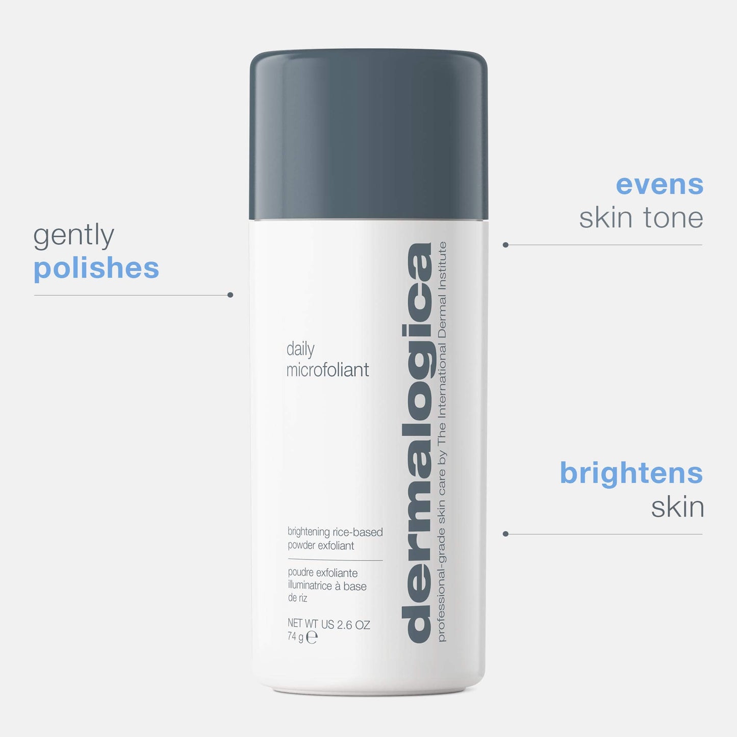 Daily Microfoliant benefits. Gently polishes, evens skin tone, brightens skin.